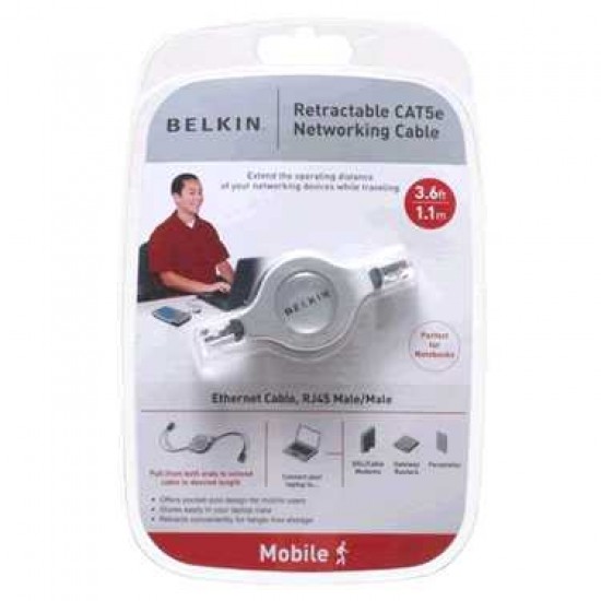 BELKIN 3.7FT RETRACTABLE CAT5E PATCH CABLE