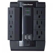Cyberpower CSP600WSU Professional 6 Swivel Outlets Surge With 1200J 2-2.1A USB & Wall Tap