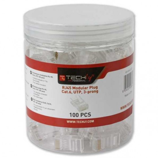 TECHLY Pack of 100 UTP RJ45 Plug for Solid Cable Cat.6