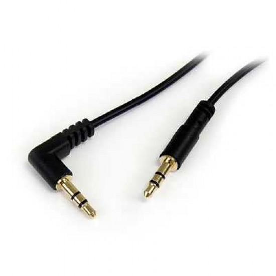 STARTECH AUDIO 3.5mm SLIM Right Angle Stereo Audio Cable - M/M 1FT