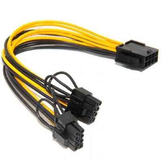 GPU PCI-E 8 PIN  FEMALE TO 2 6X2 MALE CONNECTOR CABLES