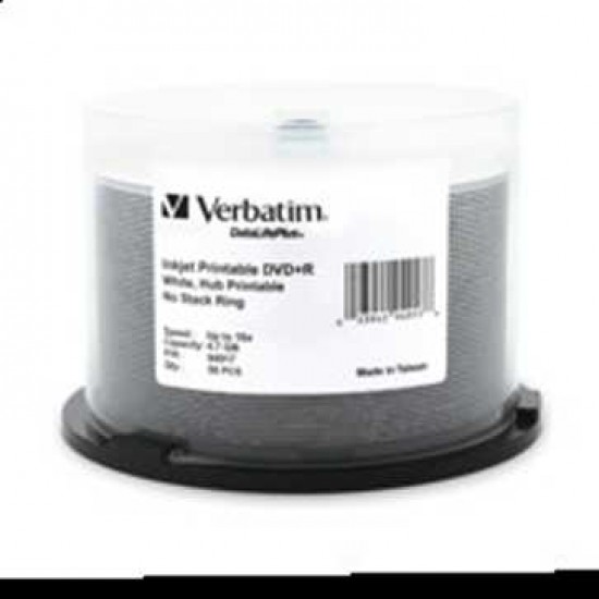 VERBATIM DVD+R WHITE INKJET PRINTABLE 50PK