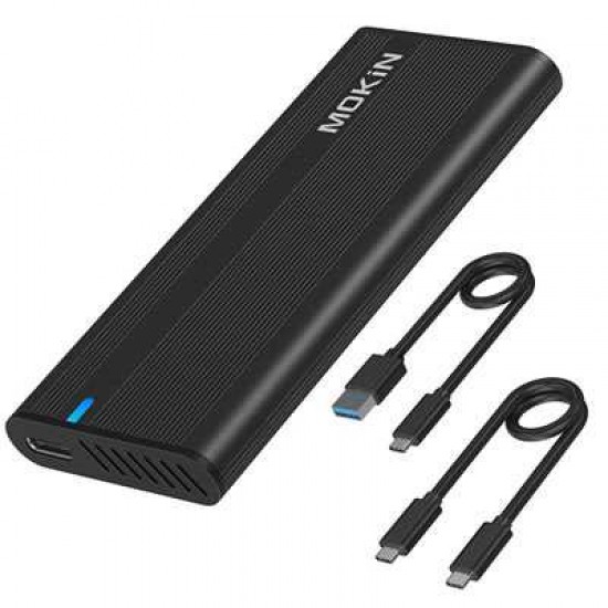 MOKIN M.2 NVME SSD Enclosure Adapter Tool-Free, USB C 3.1 Gen 2 10Gbps to NVME PCIe M-Key(B+M Key) Solid State Drive External Enclosure