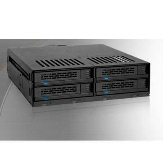 ICY DOCK REMOVABLE 4 BAY 2.5 INCH/SAT HARD DRIVE HOT SWAPPABLE MOBILE RACK FOR SINGLE 5.25 INCH BAY.