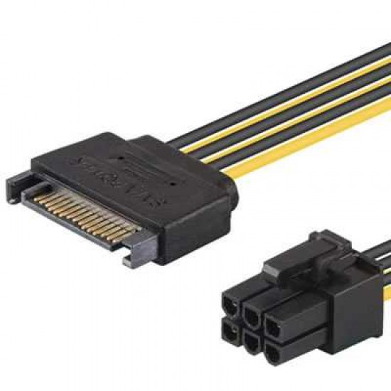 MODESHELL SATA POWER CABLE -15PIN TO 6PIN PCIE VIDEO CARD EXTENSION POWER CABLE