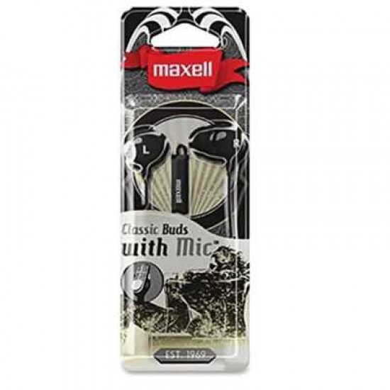 MAXELL CLASSIC EARBUD BLACK WITH MICROPHONE