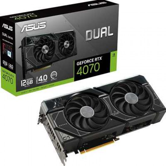 ASUS DUAL GEFORCE RTX4070 OC PCIE4.0 12GB GDDR6X PCIE WITH HDMI/TRIPLE DP VIDEO CARD ASUS DUAL GEFORCE RTX4070 OC PCIE4.0 12GB GDDR6X PCIE WITH HDMI/TRIPLE DP VIDEO CARD