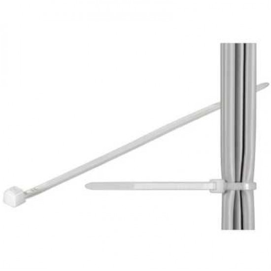 TECHLY EYELET NYLON ZIP TIES -20CM -100 PK