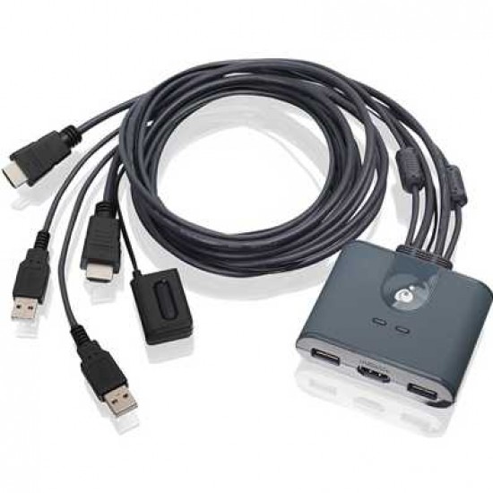 IOGEAR 2-Port Full HD KVM Switch with HDMI and USB Connections - 2 Computer(s) - 1 Local User(s) - 1920 x 1200 - 4 x USB - 3 x HDMI