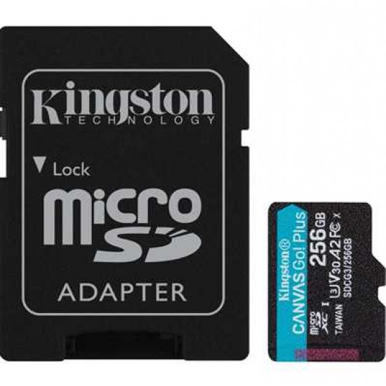 KINGSTON CANVAS GO PLUS CLASS 10 UHS-I U3 MICROSDXC 256GB CARD WITH ADAPTER KINGSTON CANVAS GO PLUS CLASS 10 UHS-I U3 MICROSDXC 256GB CARD WITH ADAPTER