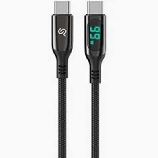 PC 100W FAST CHARGE USBC TO USBC  6FT BRAIDED CABLE WITH LED POWER DISPLAY