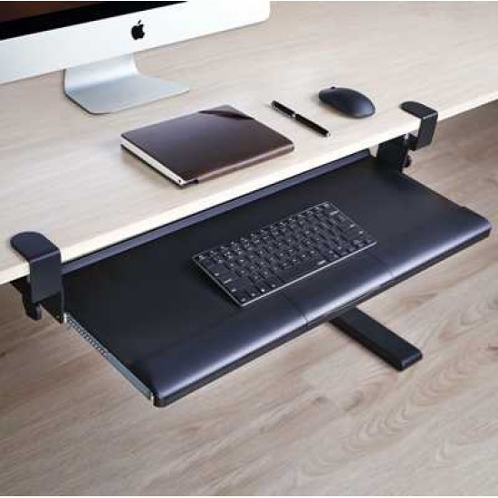 PC LARGE UNDER DESK  KEYBOARD AND MOUSE TRAY  PULL OUT WITH  C CLAMP