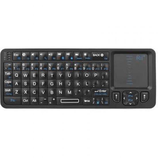 RII MINI BLUETOOTH KEYBOARD BLACKLIT WIRELESS KEYBOARD WITH IR LEARNING TV REMOTE- PORTABLE KEYBOARD WITH TOUCHPAD COMPATIBLE WITH ANDROID TV BOX /PROJECTOR/ PC/LAPTOP FOR WINDOWS /MAC
