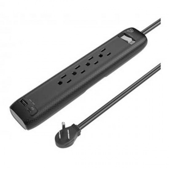 BLUE DIAMOND  4 OUTLETS/6FT CORD SURGE  PROTECTOR  WITH USBC AND USB A FAST CHARGE PORTS - BLACK