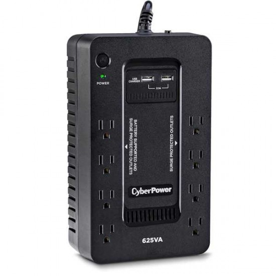 CyberPower ST625U Standby UPS System, 625VA/360W, 8 Outlets, 2 USB Charging Ports, Compact CyberPower ST625U Standby UPS System, 625VA/360W, 8 Outlets, 2 USB Charging Ports, Compact