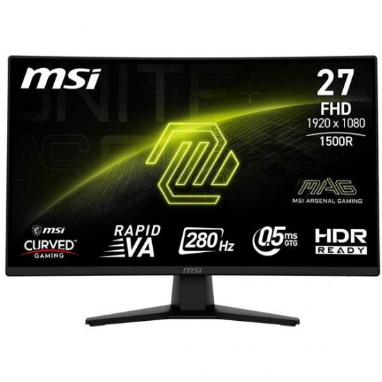 MSI MAG 274CXF 27in 16:9 Curved Rapid VA Gaming LED LCD Monitor, 280Hz, 0.5ms, 1080P Full HD, HDR, Adaptive Sync