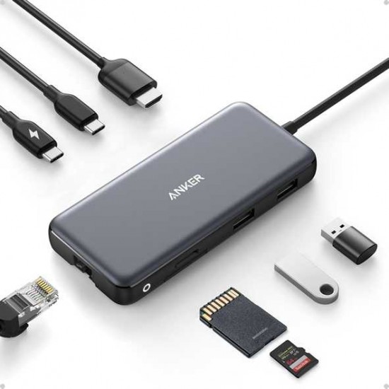 Anker 555 USB-C Hub (8-in-1), 85W Power Delivery, 4K 60Hz HDMI  10Gbps USB C and 2 A Data Ports, Ethernet, microSD SD Card Reader, for MacBook Pro More