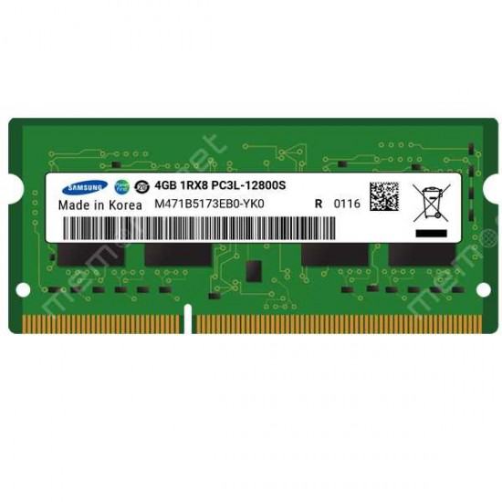 Samsung 4GB PC3-12800 DDR3-1600MHz non-ECC Unbuffered CL11 204-Pin SoDimm 1.35V Low Voltage Single Rank Memory Module- Renewed