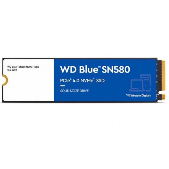 Western Digital 1TB WD Blue SN580 NVMe Internal Solid State Drive SSD - Gen4 x4 PCIe 16Gb/s, M.2 2280, Up to 4,150 MB/s - WDS100T3B0E