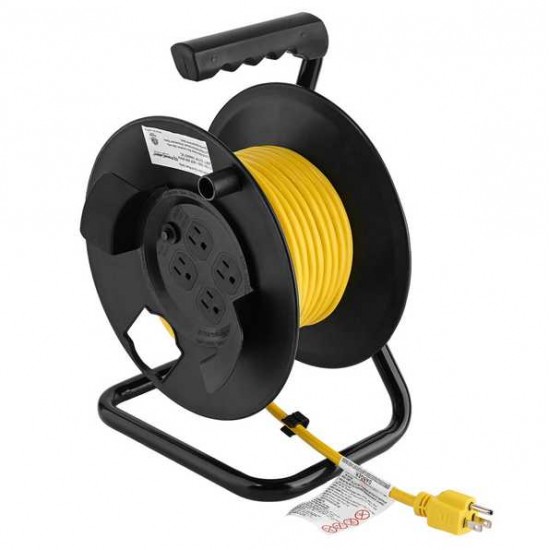 Heavy Duty Extension Cord Reel with 4-Grounded Outlets, 14/3 AWG SJTW- 50ft