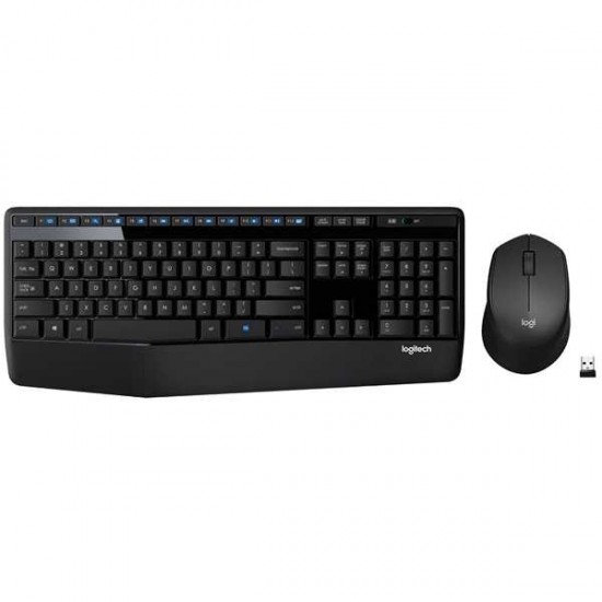 Logitech MK345 Wireless Combo Full-Sized Keyboard with Palm Rest and Comfortable Right-Handed Mouse, 2.4 GHz Wireless USB Receiver, Compatible with PC, Laptop,Black