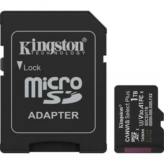 KINGSTON  CANVAS SELECT PLUS MICROSDXC MICRO SD CARD WITH SD ADAPTER