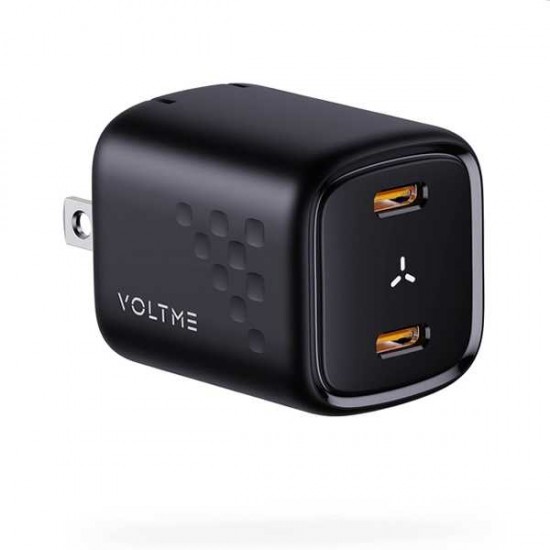 VOLTME 30W USB C Charger (GaN III Tech), 2-Port Compact Charger Foldable Plug, PD 3.0 Charger Block Fast Charging Compatible with iPhone 17/16/15/14/13/12 Series, iPad Pro, MacBook Air, Galaxy (Black)