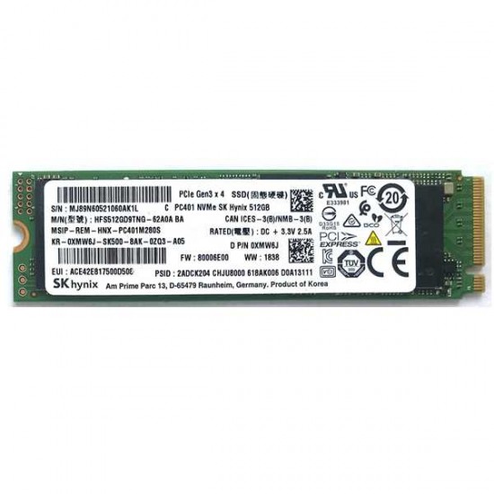Hynix 512GB PC401 NVMe SSD HFS512GD9TNG HFS512GD9TNGTNI PCIe Gen 3 4-Lane XMW6J for XPS 13 XPS 15 Asus Laptop Lenovo C940 Thinkbad X1 Carbon Spectre x360- Upgrade Leftover Specials.