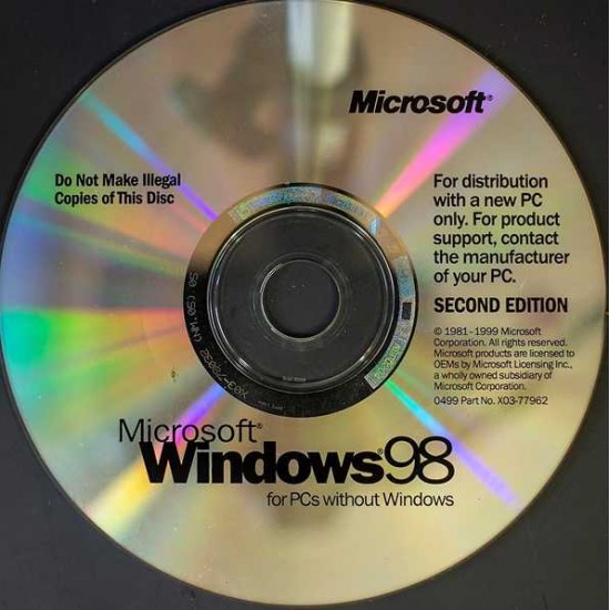 Microsoft Win 98 SE Second Edition Windows 98 X04-15747