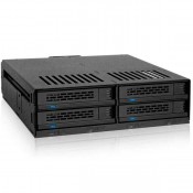 ICY Dock ExpressCage MB324SP-1B 4 Bay 2.5inch SATA/SAS HDD SSD Hot-Swap Mobile Rack Enclosure with Tool-Less SSD Mounting Tray for 5.25 inchDrive Bay (4 x SATA 7pin