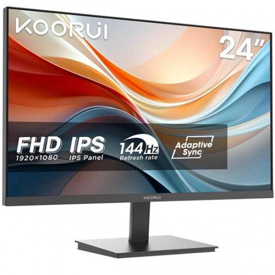 KOORUI E2411K 24" 1920 x 1080 FHD 144Hz Gaming Monitor, IPS Panel, Adaptive Sync, 5ms, VESA 100x100mm, Eye Care, HDMI, VGA